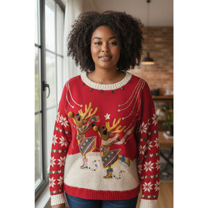 Holiday Times Christmas Ugly Red Sweater size L